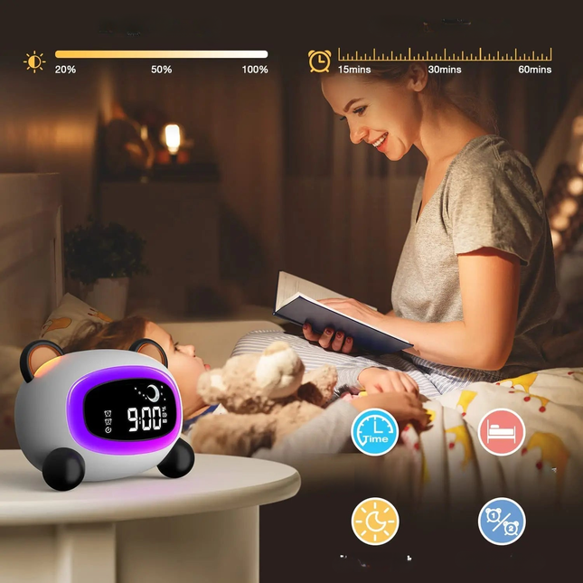 Kinderwekker panda met licht en geluid