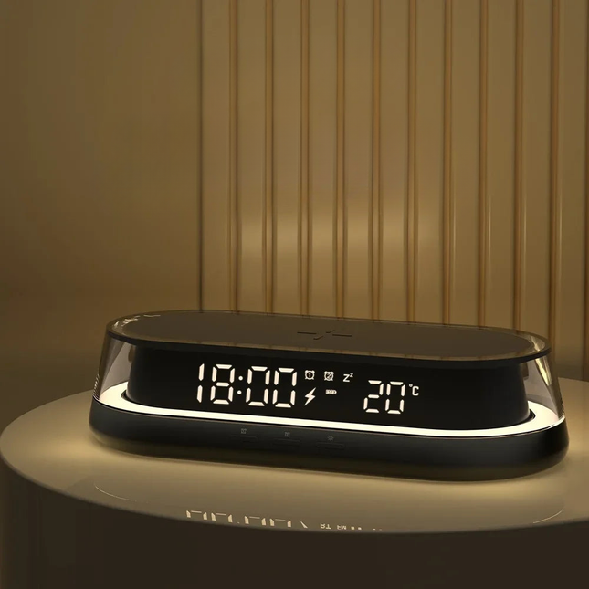 Wekker met draadloze oplader en sfeerlicht