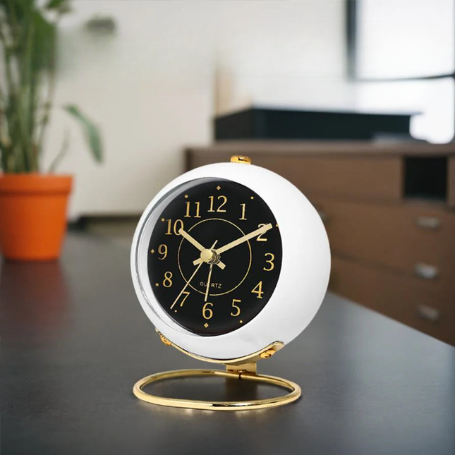 Ronde analoge design wekker op voet