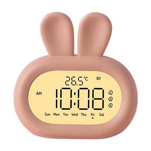 Kinderwekker konijn met dimbaar nachtlampje
