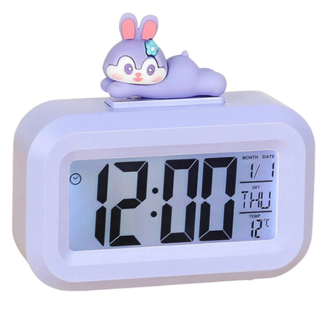 Digitale kinderwekker met schattig konijntje