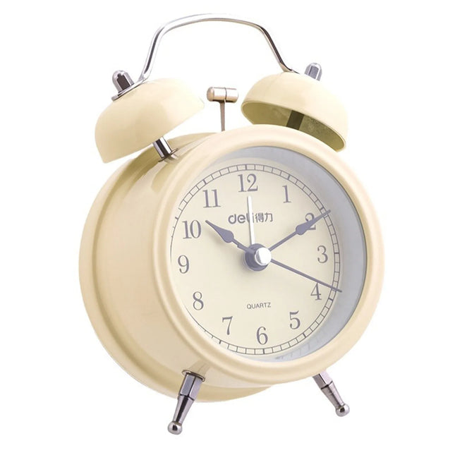 Beige retro wekker met dubbele bel