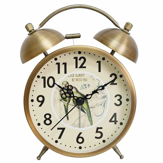 Vintage wekker op batterijen bronskleurig
