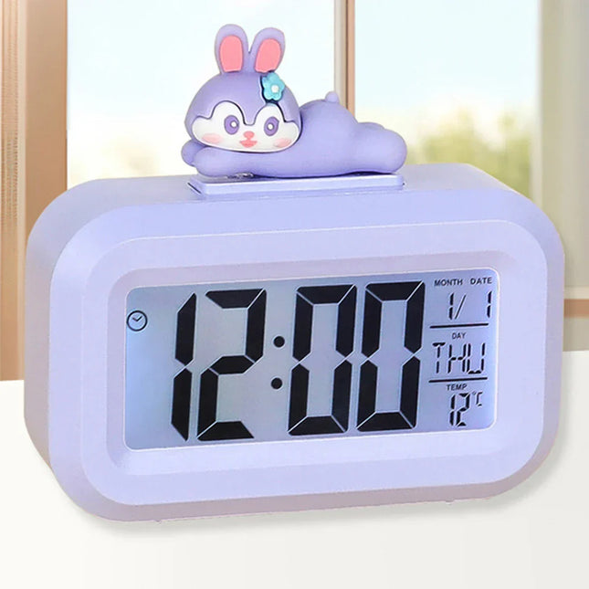 Digitale kinderwekker met schattig konijntje