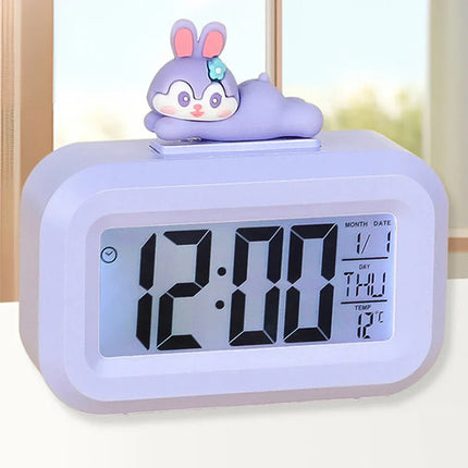 Digitale kinderwekker met schattig konijntje