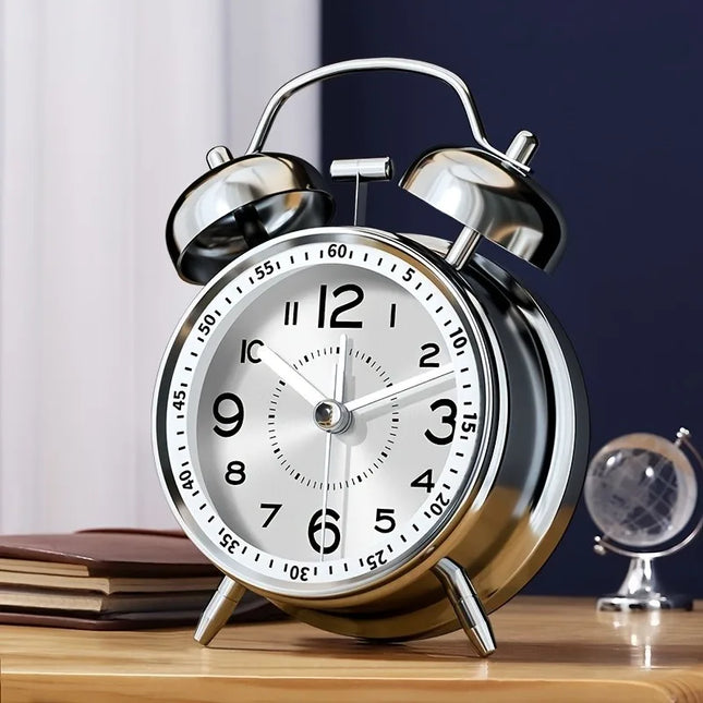 Metalen vintage wekker met dubbele bel