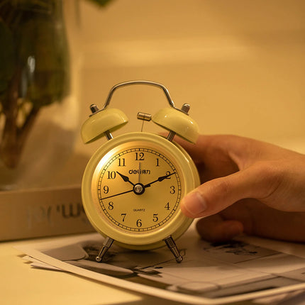 Beige retro wekker met dubbele bel