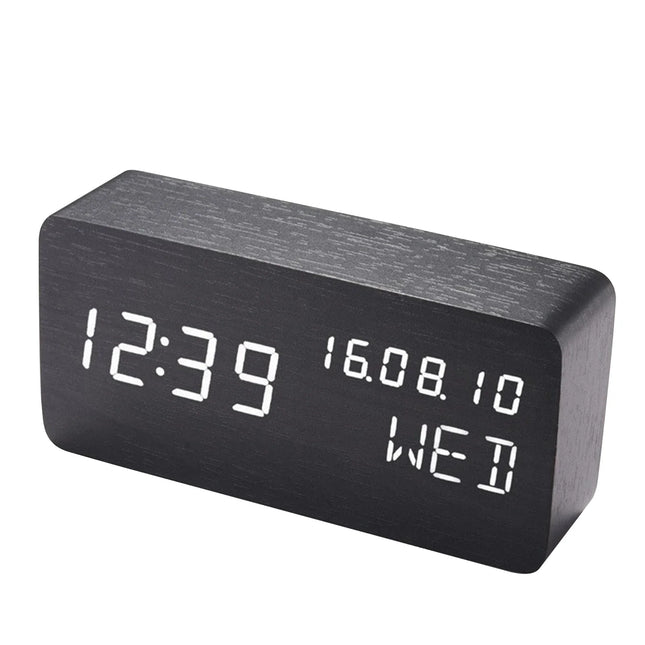Moderne houten wekker met LED verlichting