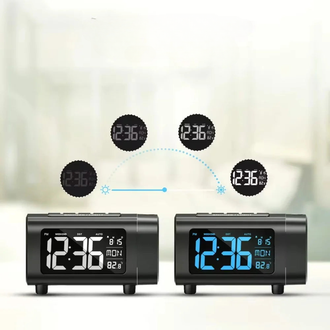 Wekkerradio met projector voor het plafond