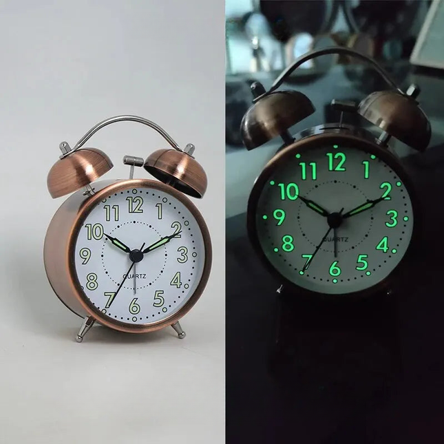 Vintage design wekker met dubbele bel