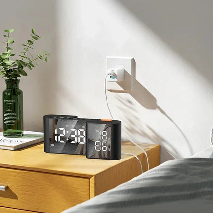 Wekkerradio met spiegel display en temperatuur