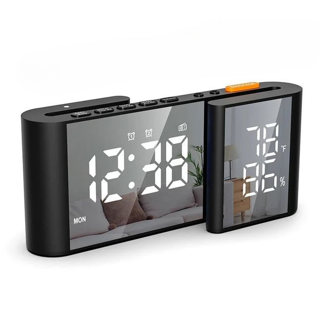 Wekkerradio met spiegel display en temperatuur