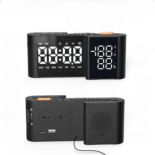 Wekkerradio met spiegel display en temperatuur