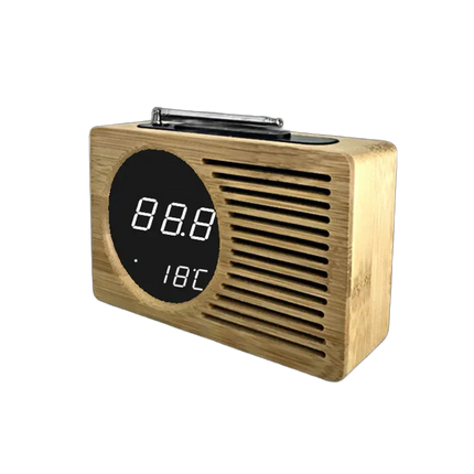 Houten wekkerradio met digitaal display