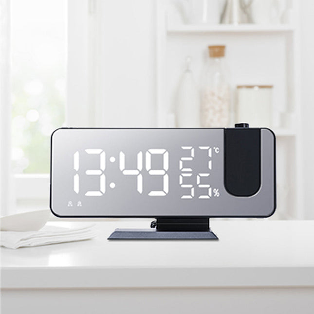 Projectiewekker met radio en thermometer