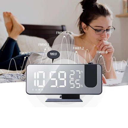 Projectiewekker met radio en thermometer