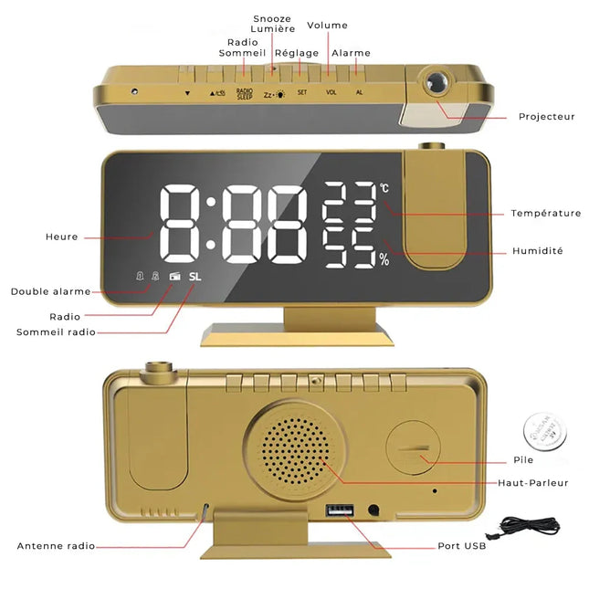 Moderne wekkerradio met tijdprojectie