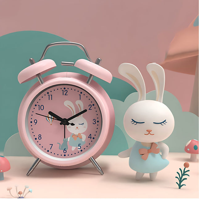 Roze kinderwekker met dubbele bel