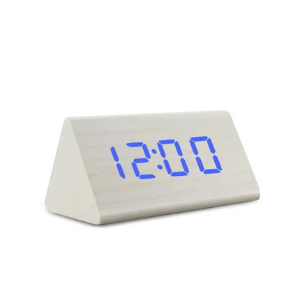 Witte houten digitale wekker driehoek