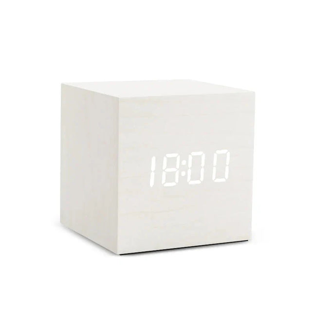 Houten digitale kubus wekker