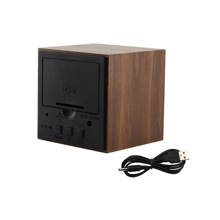 Houten digitale kubus wekker