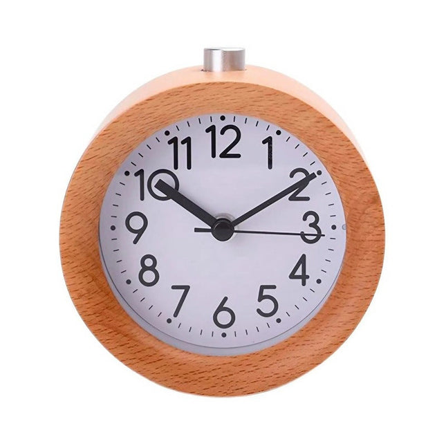 Klassieke ronde wekker van hout