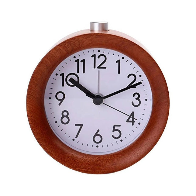 Klassieke ronde wekker van hout