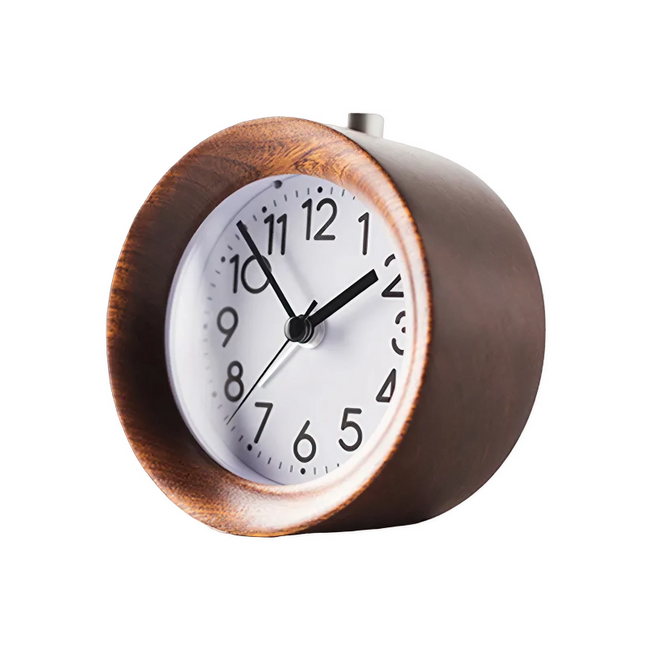 Klassieke ronde wekker van hout