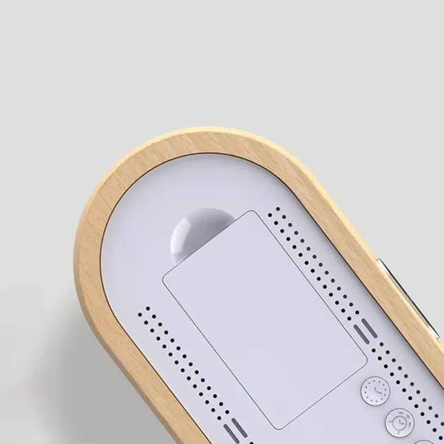 Houten LED wekker met spiegeldisplay