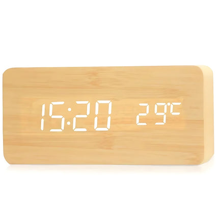 Digitale houten wekker met led