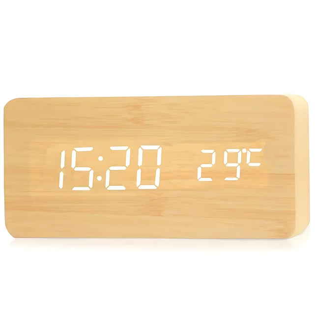 Digitale houten wekker met led