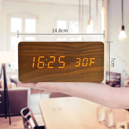 Digitale houten wekker met led