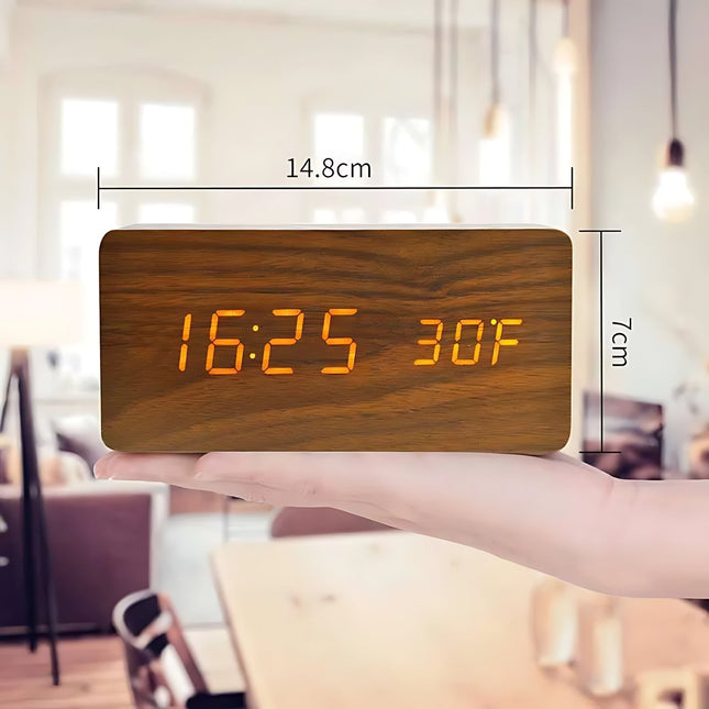Digitale houten wekker met led