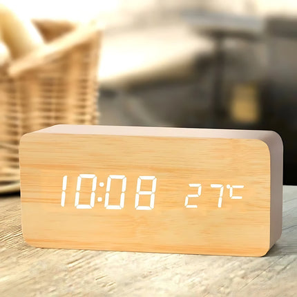 Digitale houten wekker met led