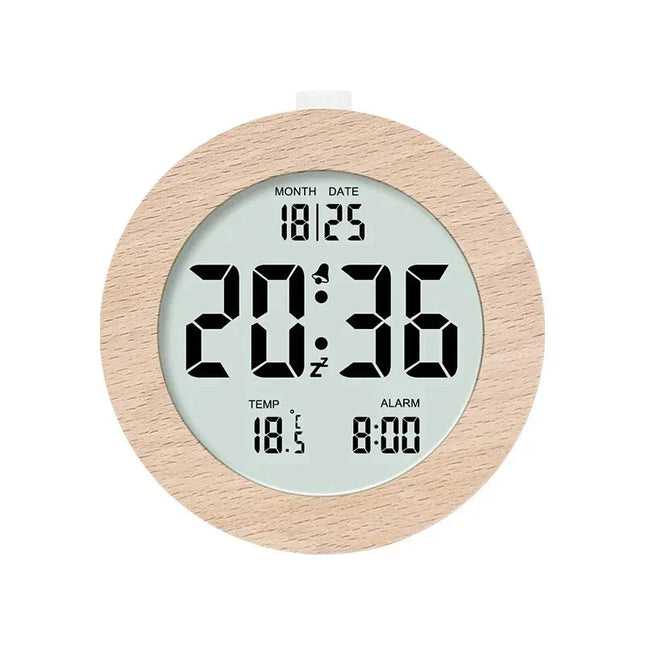 Digitale wekker in moderne houtlook