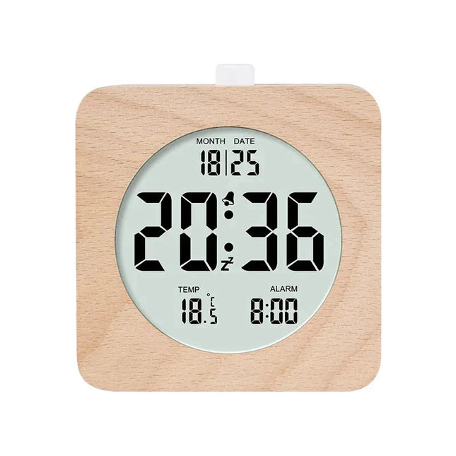 Digitale wekker in moderne houtlook