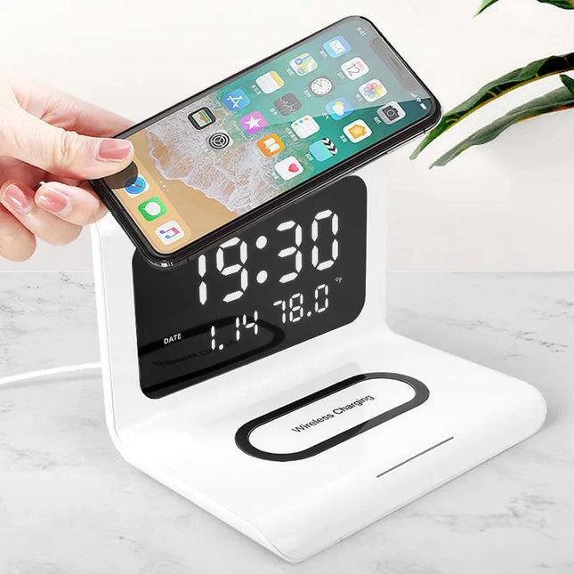 Draadloze oplader met digitale wekker