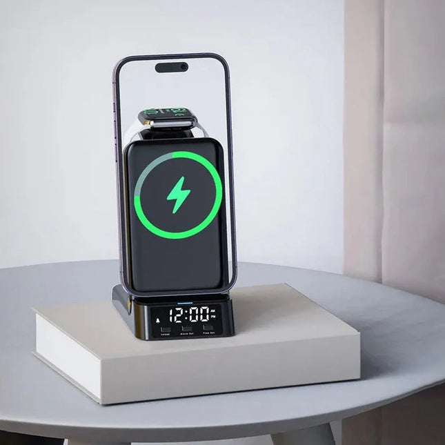 Wekker met draadloze oplader voor smartphone