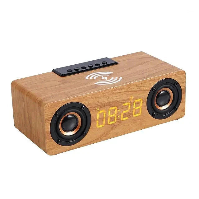 Houten wekker met draadloze oplader