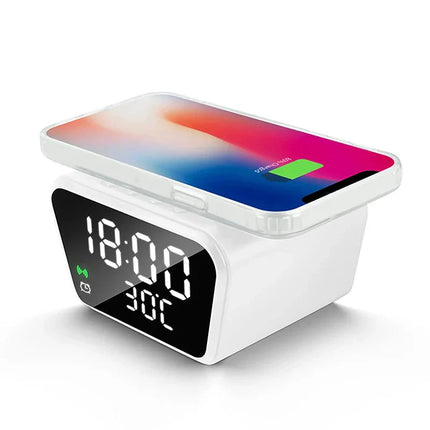 Witte wekker met inductie oplaadstation