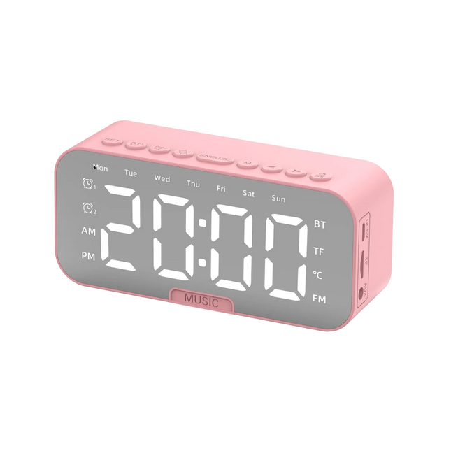 Roze digitale wekker met Bluetooth