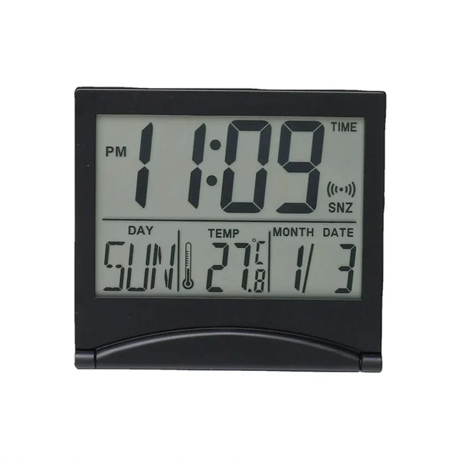 Inklapbare reiswekker voor op nachtkastje