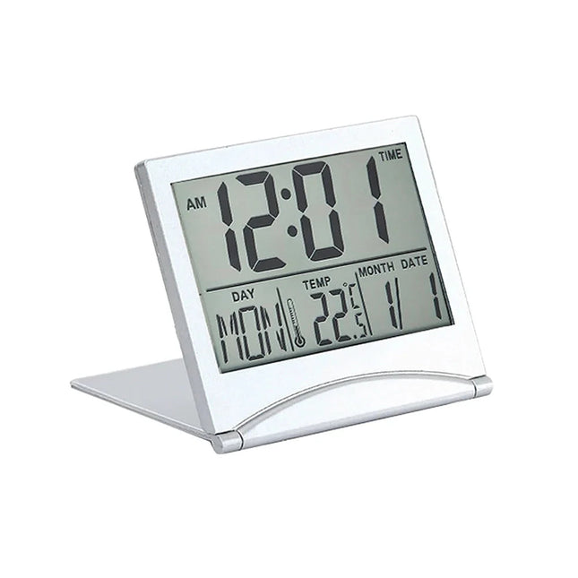 Opvouwbare digitale reiswekker met temperatuur