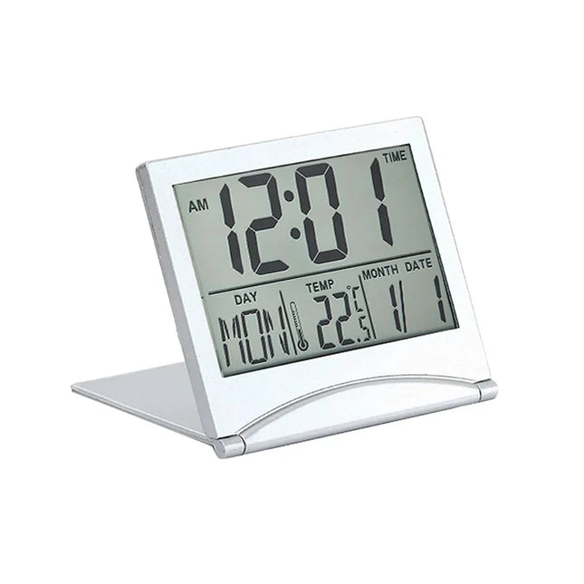 Opvouwbare digitale reiswekker met temperatuur
