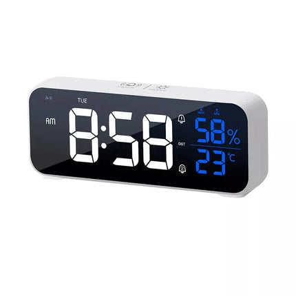Witte digitale wekker met temperatuur