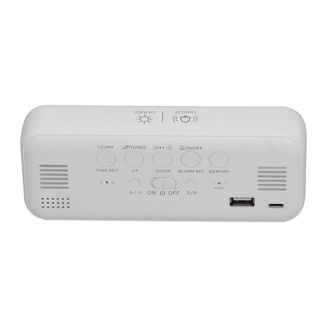Witte digitale wekker met temperatuur