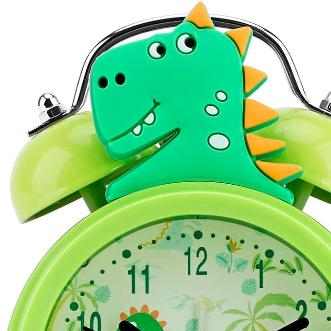 Groene dinosaurus kinderwekker met bel