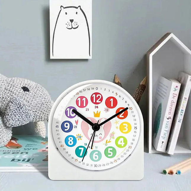 Roze leerwekker met konijn design