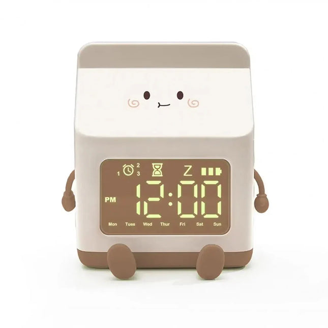 Kinderwekker in de vorm van melkpak