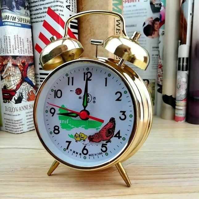 Goudkleurige wekker met dubbele bel